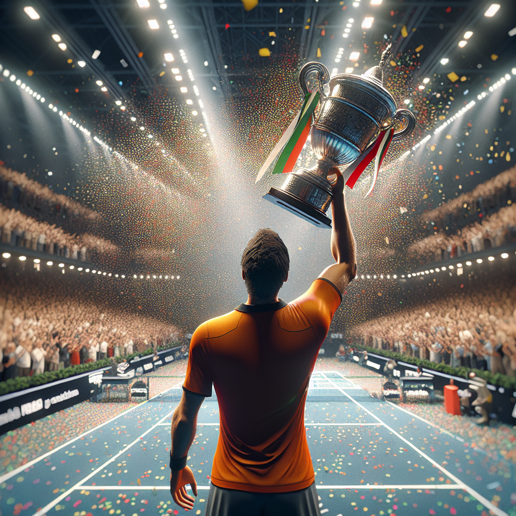 First Italian to win ATP Finals celebrates with trophy amid confetti